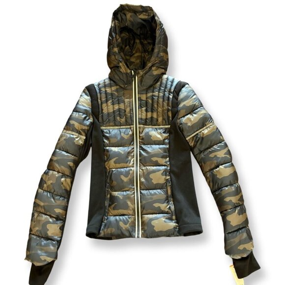 Aqua NWT Camo Camouflage Puffer + Soft Shell Athletic Jacket with Hood Size XS - Picture 3 of 13